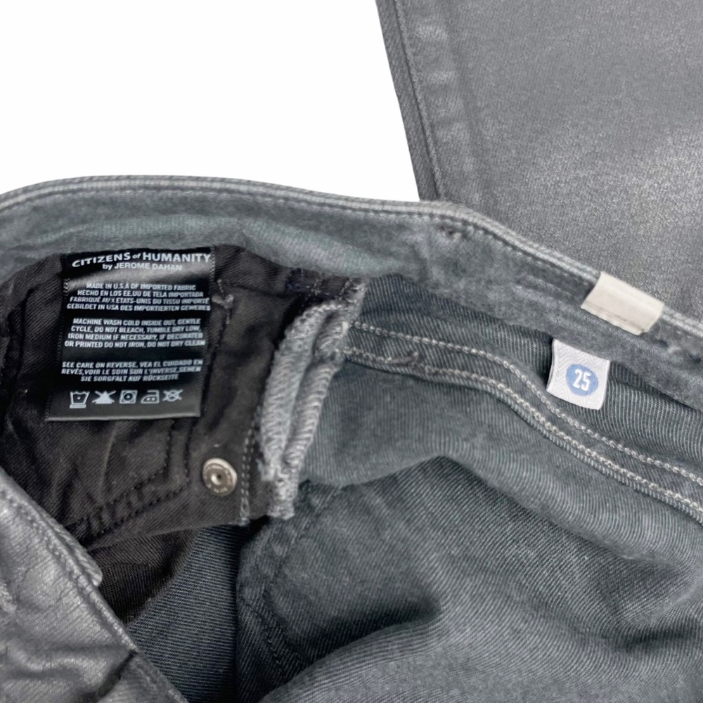 Citizens of Humanity Racer Charcoal Gray Coated Skinny Jeans Leatherette Size 25 - Picture 7 of 9
